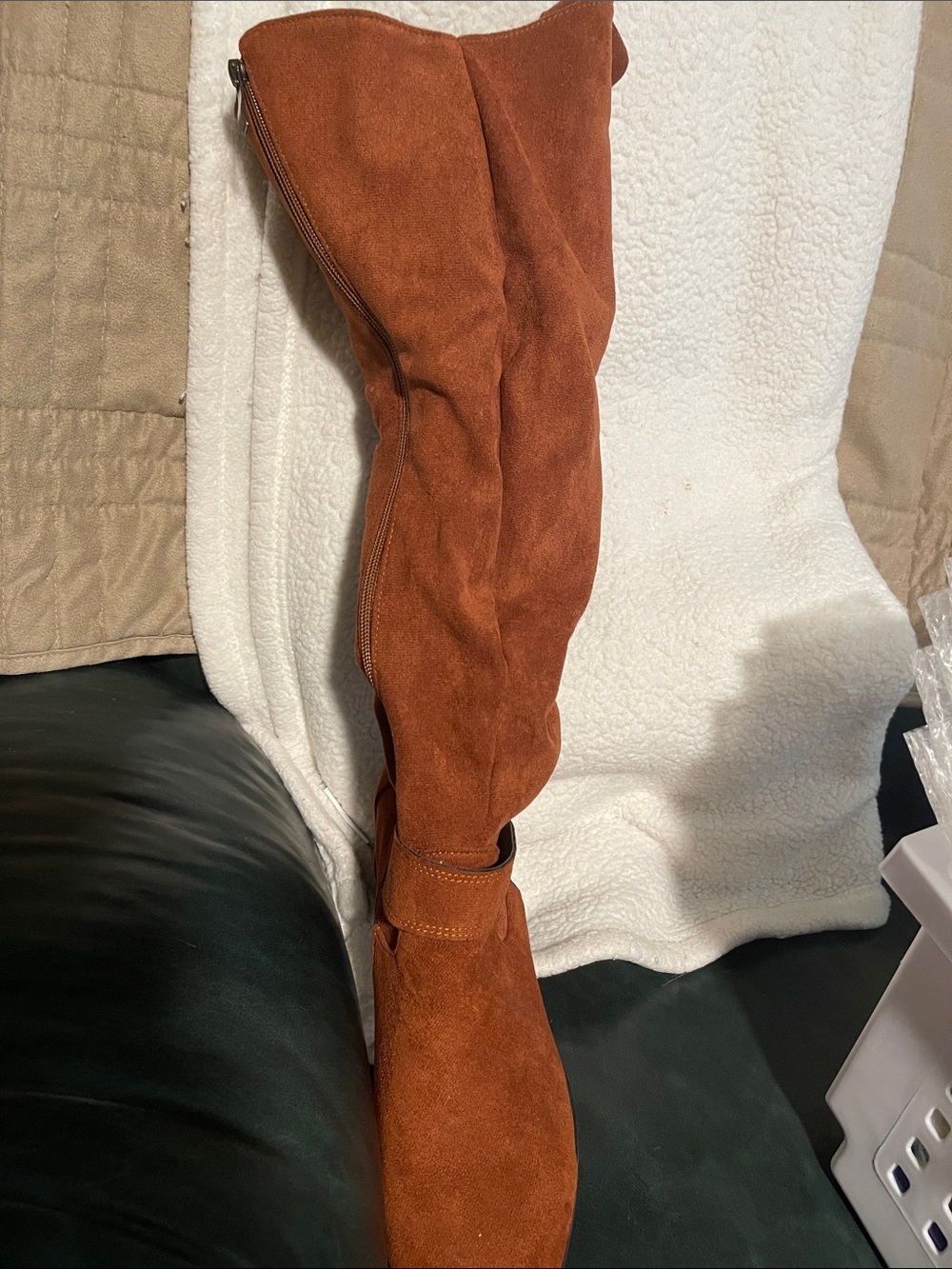 belk Rust Suede Knee-High Riding Boots